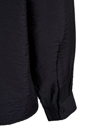 Zizzi Bluse med V-hals og broderte bånd, Svart, Packshot image number 3