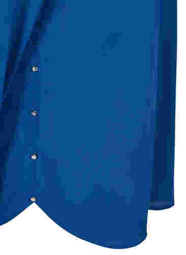 Langermet skjorte med volanger på kraven, Estate Blue, Packshot image number 3