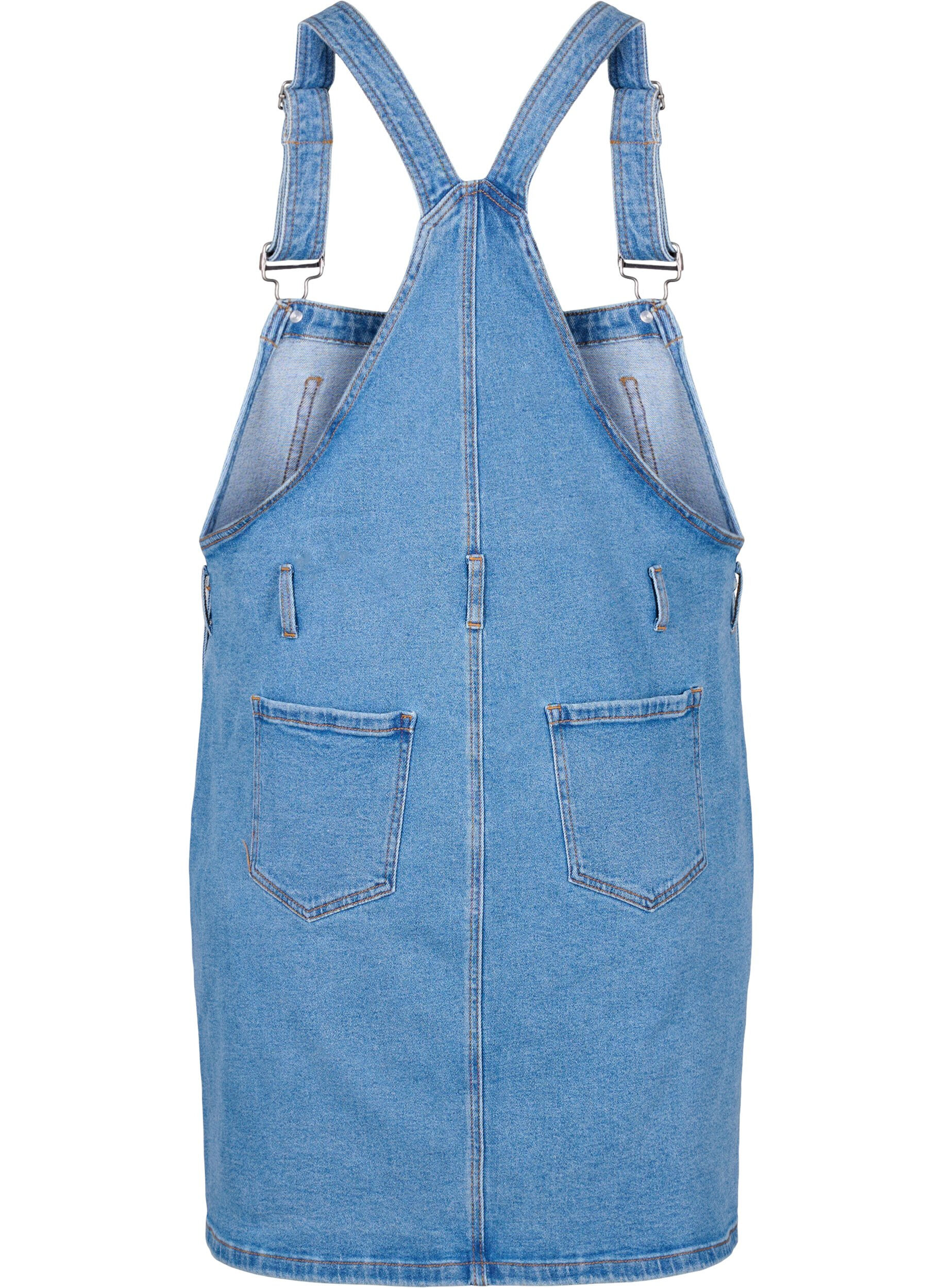 Zizzi Denim Dungarees kjole, Bl&aring;, Packshot image number 1