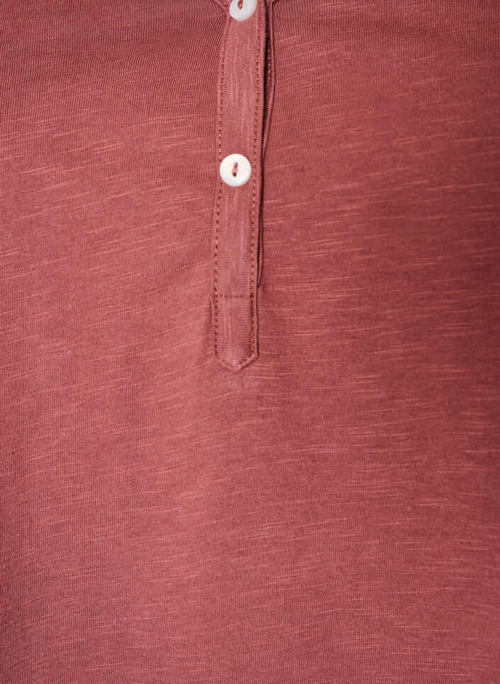 T-skjorte med knappdetalj, Brun, Packshot image number 2