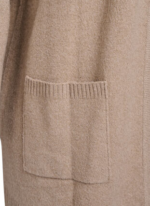 Zizzi Ribbestrikket cardigan med lommer, Beige, Packshot image number 3