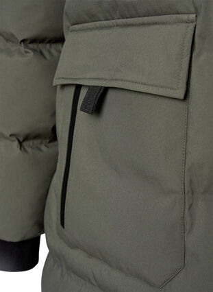 Pufferjakke med hette og lommer, Beluga, Packshot image number 3