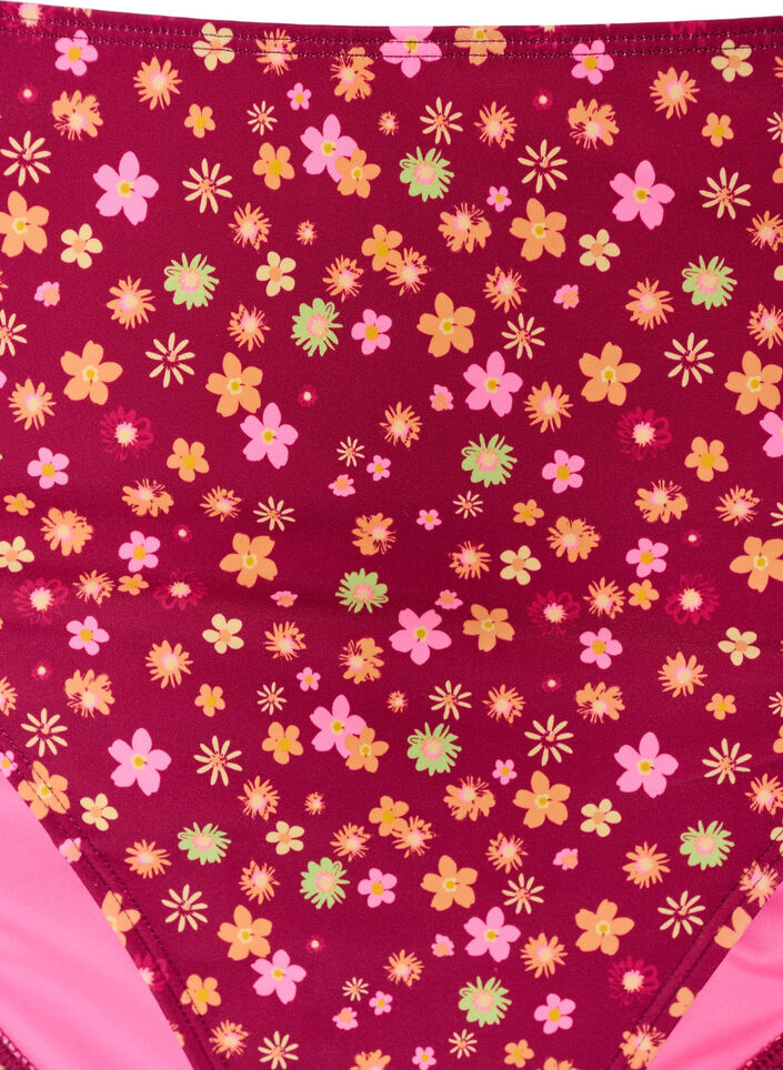 Tai-bikinitruser med knytefester og blomstertrykk, R&oslash;d, Packshot image number 2