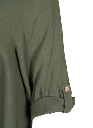 3/4-ermet tunika i bomullsblanding med lin, Thyme, Packshot image number 4