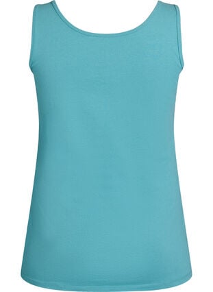 Zizzi Ensfarget basic topp i bomull, Blå, Packshot image number 1