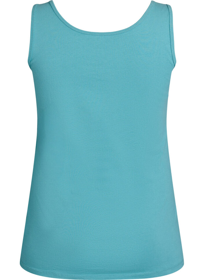 Ensfarget basic topp i bomull, Blå, Packshot image number 1