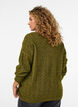 Strikket bluse med flettestrikk og V-hals, Gr&oslash;nn, Model image number 2