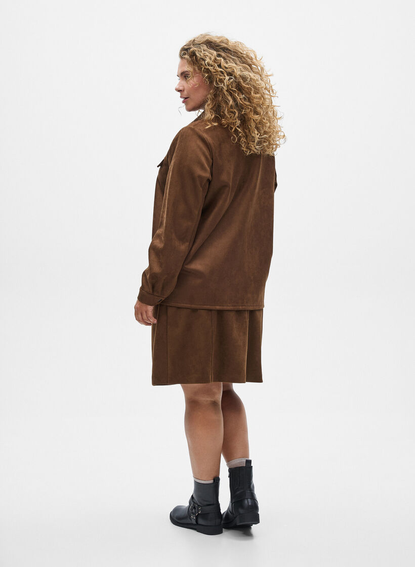 Imitert semsket skjorte, Brown Fake Suede , Model