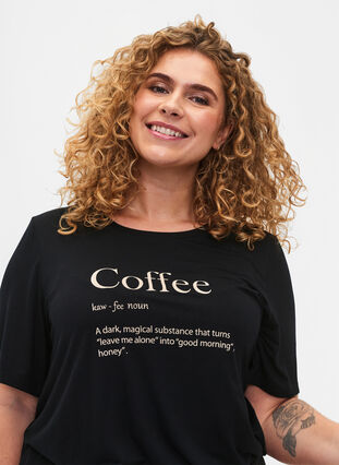 Kortermet natt t-skjorte i viskose, Black Coffee, Model image number 1