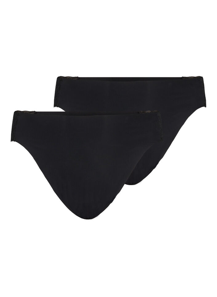 2-pakning Brazilian-truser med normal midje, Svart, Packshot image number 0