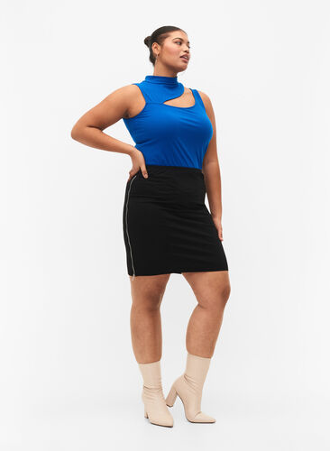 Ribbet topp med utskåret parti, Princess Blue, Model image number 3