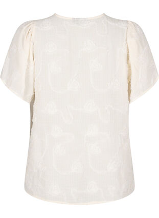 Zizzi Kortermet bluse med 3D blomstreffekt, Beige, Packshot image number 1