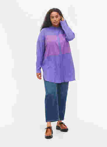 Lang skjorte med colorblock, Purple Block, Model image number 2