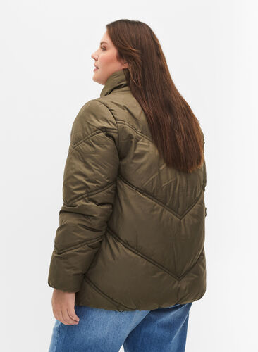 Kort Puffer-vinterjakke med lommer, Bungee Cord , Model image number 1