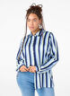 Stripete satengskjorte med krage, Blue Stripe, Model image number 0
