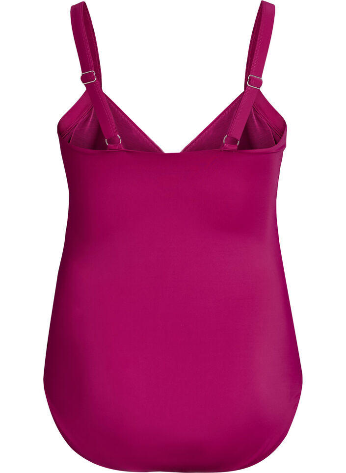 Badedrakt med bøyle og rynket effekt, Lilla, Packshot image number 1