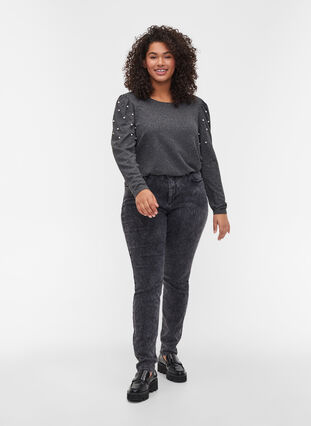 Amy jeans med høyt liv, Grey Denim, Model image number 0