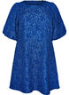 Jacquard kjole med puffermer og A-linje, Bl&aring;, Packshot image number 0