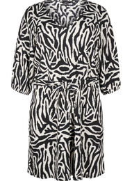 Kort kjole med 3/4 ermer og sebratrykk, Black w. White Zebra