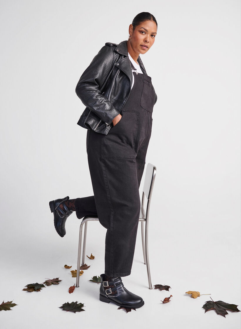 Wide fit - Ankelstøvletter med nagler, Black, Image image number 0