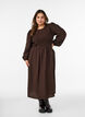Midikjole i viskose med smocking, Brun, Model image number 1