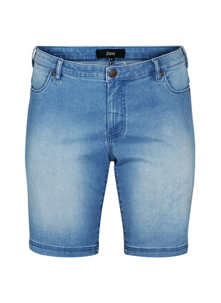 Zizzi Slim fit Emily shorts med normal midje, Blå, Packshot image number 0