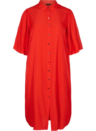 Skjortekjole med 3/4-ermer, Fiery Red, Packshot image number 0