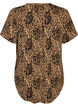 Bluse med korte ermer og v-hals, Brun, Packshot image number 1
