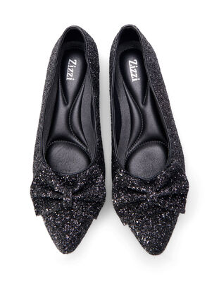 Zizzi Glitterballerina med vid passform og sløyfe, Black, Packshot image number 2