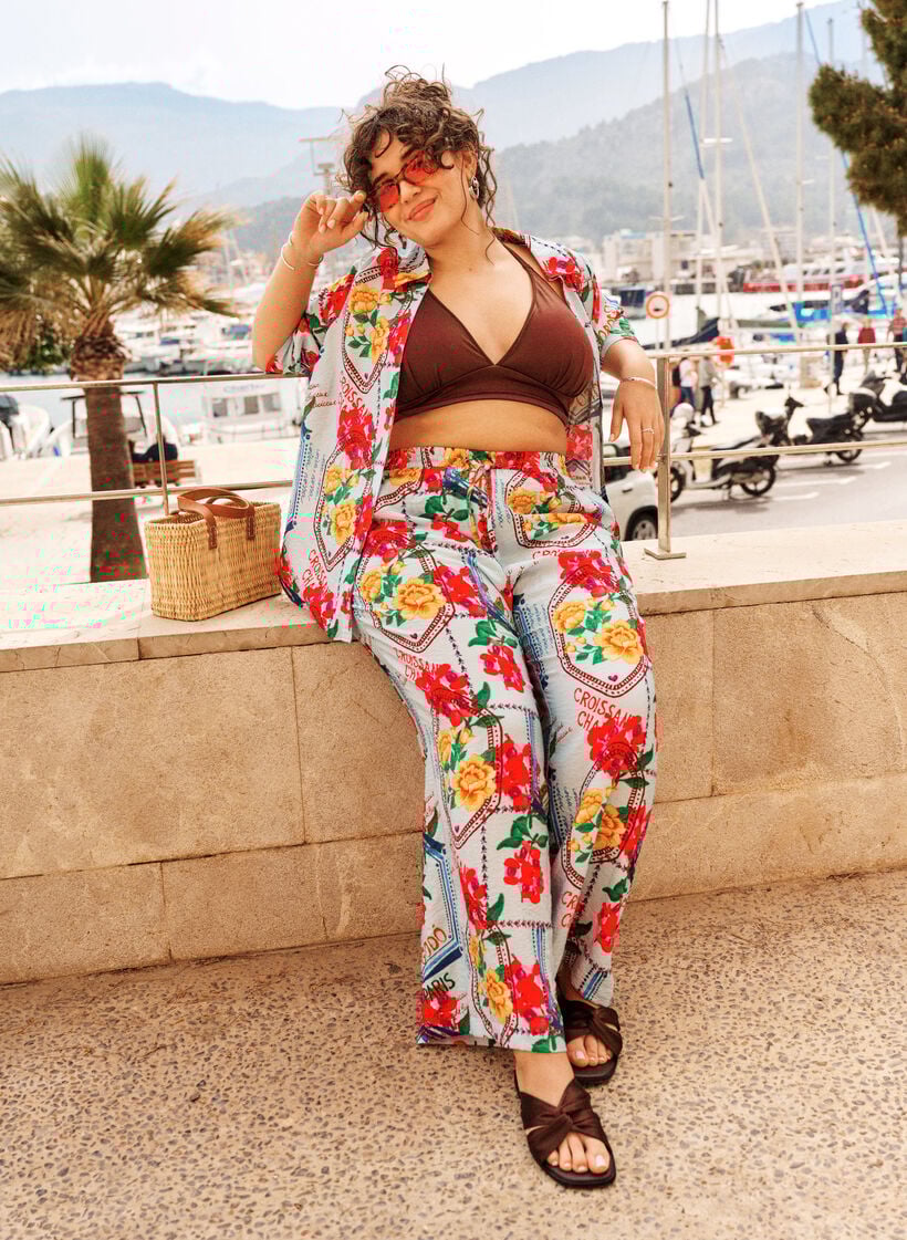 Straight fit bukser med et fargerikt trykk, Bl&aring;, Image image number 0