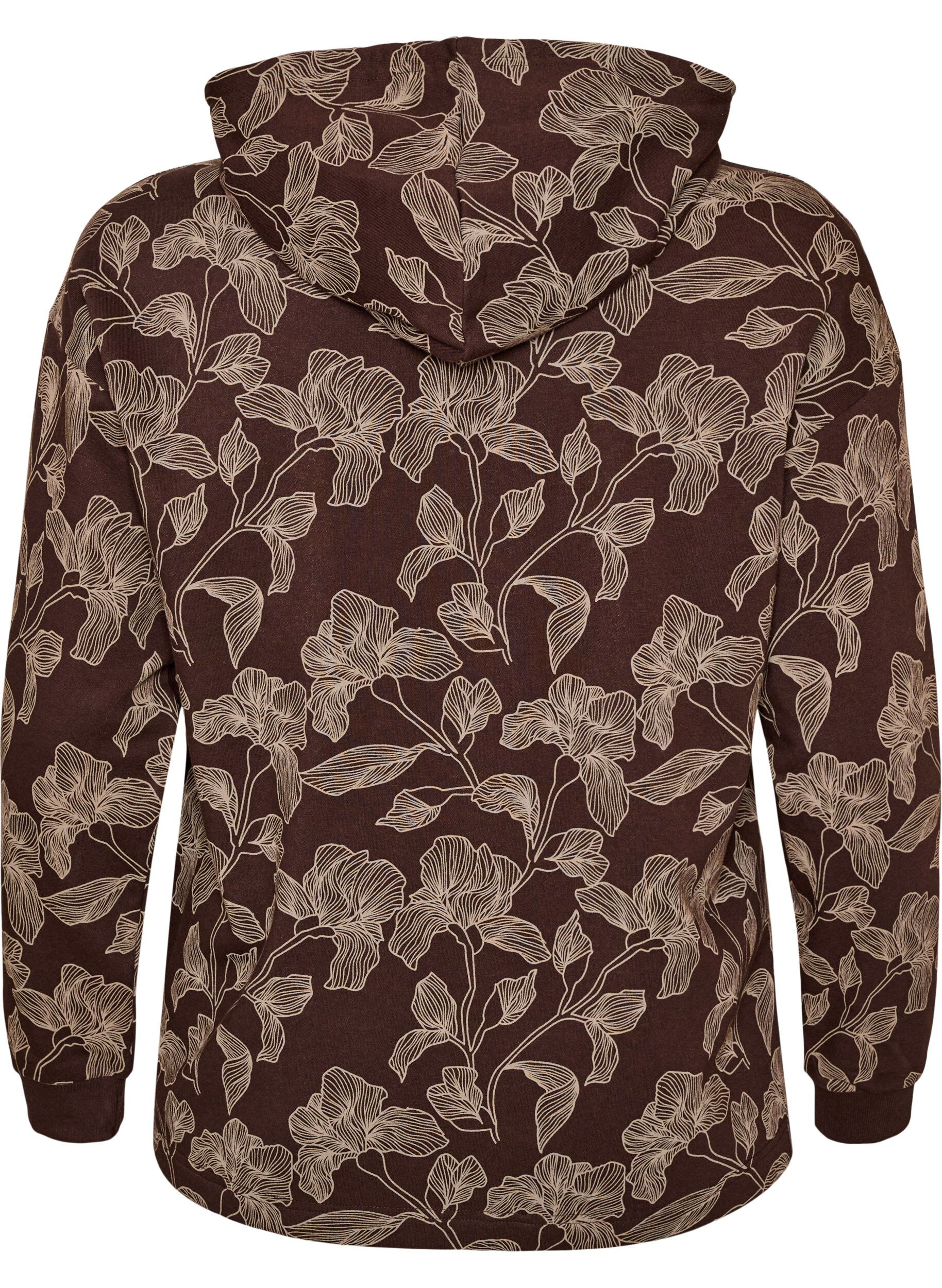 ZizziHettegenser med trykk over hele plagget, Brun, Packshot image number 1