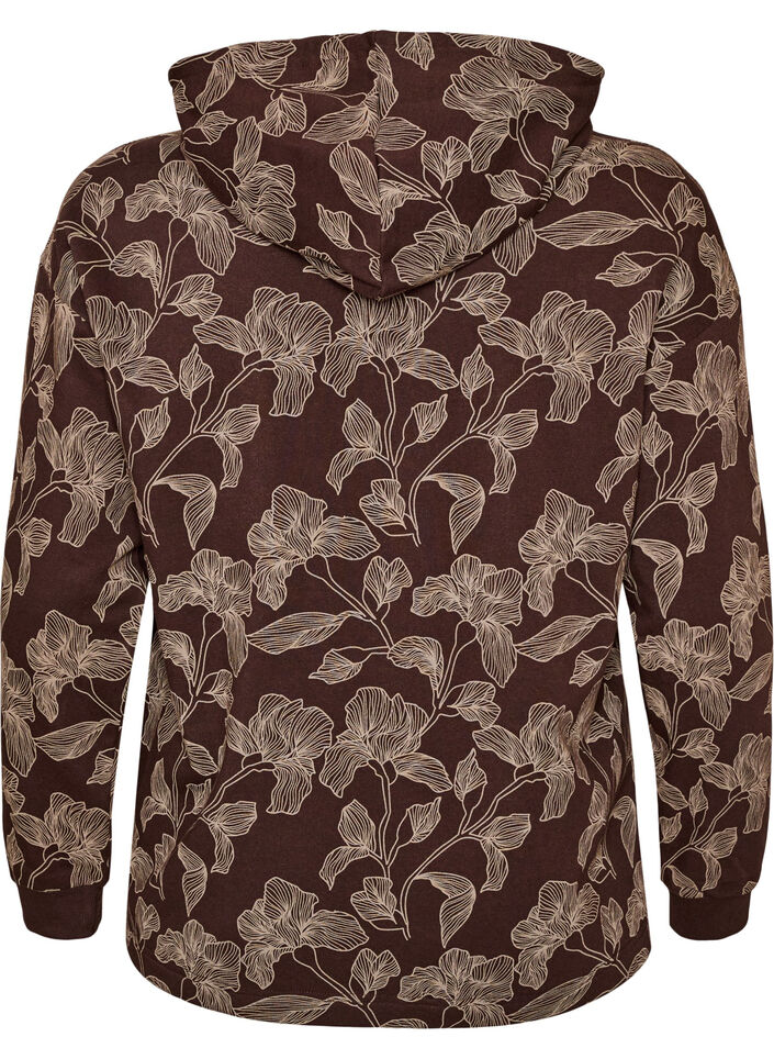 Hettegenser med trykk over hele plagget, Brun, Packshot image number 1