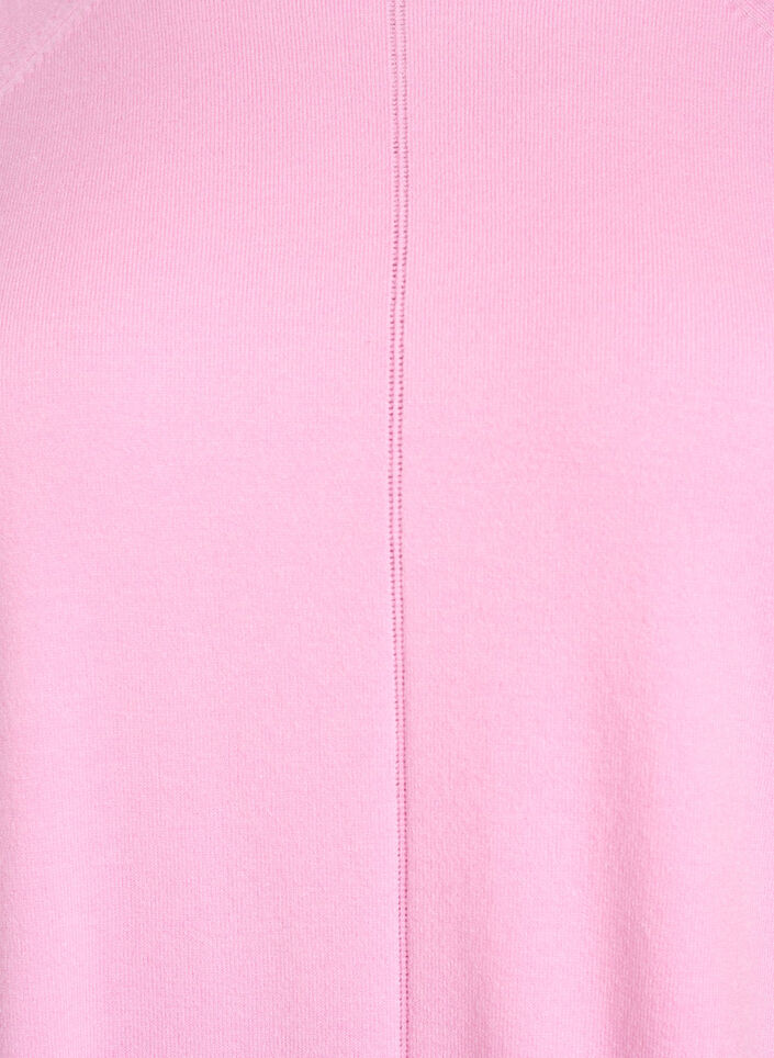 Strikkebluse med rund hals og strikket mønster, Rosa, Packshot image number 2