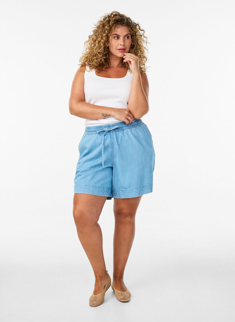 Ribbet topp med firkantet halslinje, Hvit, Model image number 1
