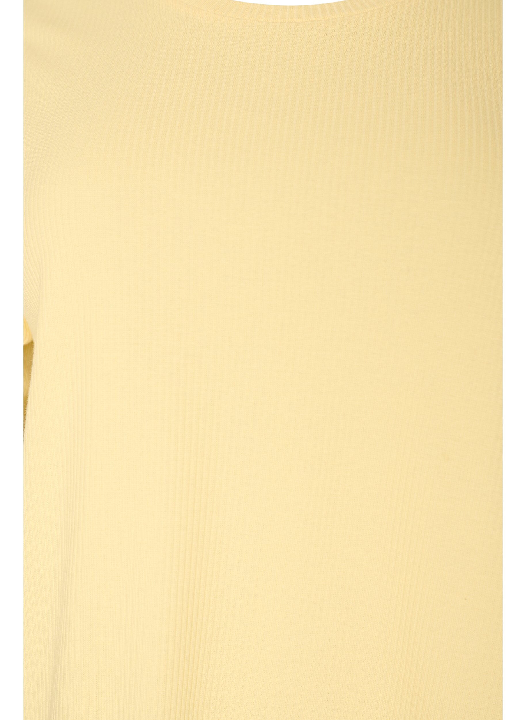 ZizziRibbestrikket jerseybluse med korte ermer, Gul, Packshot image number 2