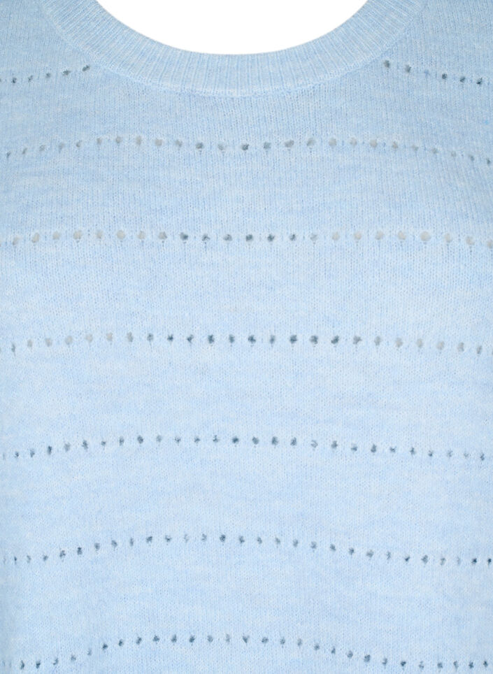 Strikket kjole med splitter og hulmønster, Cashmere Blue Mel., Packshot image number 2