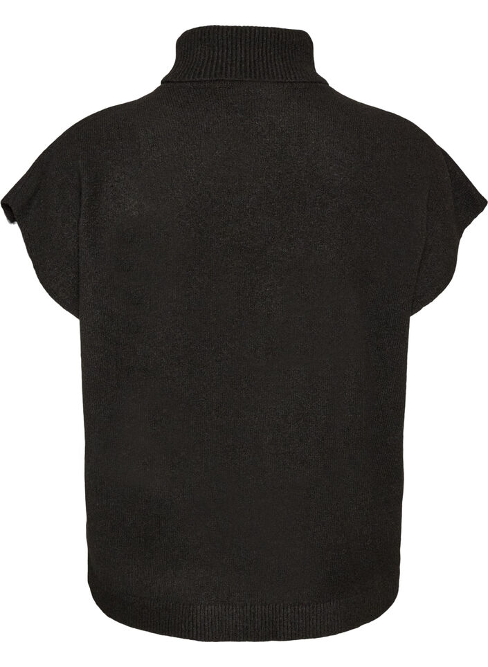Strikket vest med h&oslash;y hals, Svart, Packshot image number 1