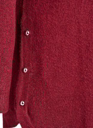 Zizzi Lang strikkebluse med kuleknapper, Mørk Bordeaux, Packshot image number 3