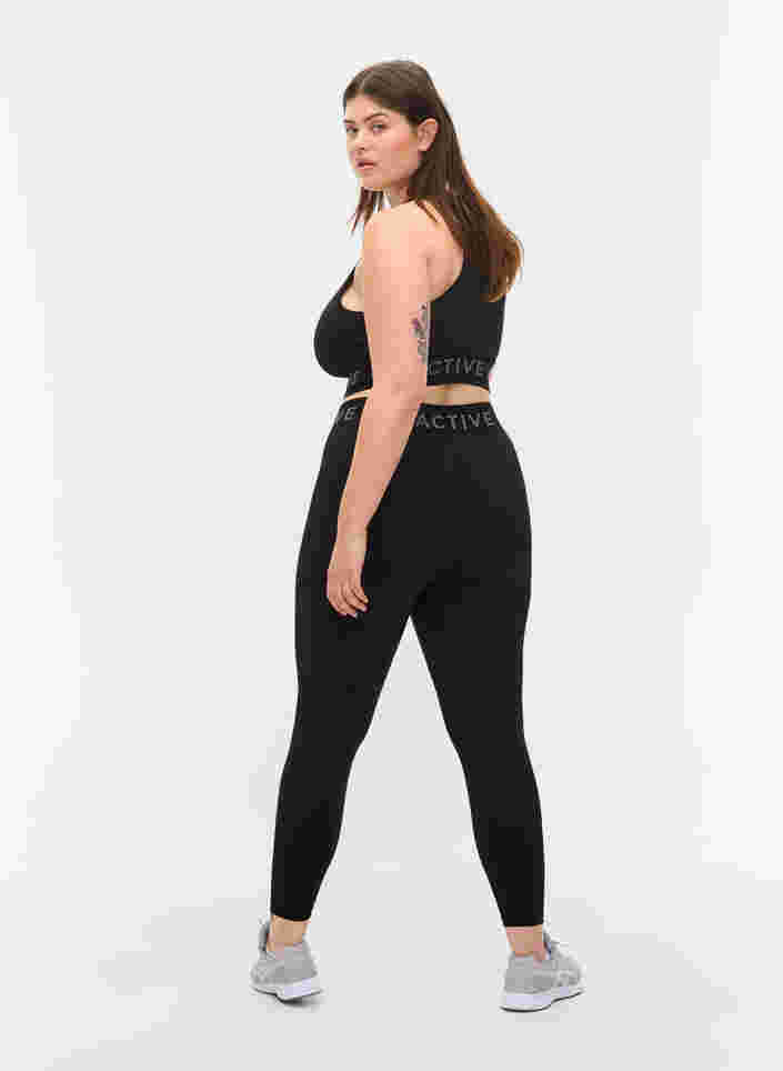 Cropped treningstights med tekst, Black, Model