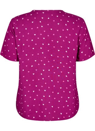 Zizzi Nattbluse i viskose med hjerteprint, Rød, Packshot image number 1