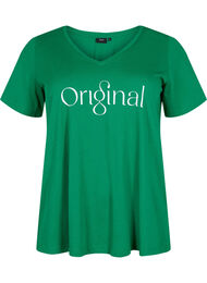 T-skjorte i bomull med trykk og V-hals, Jolly Green ORI