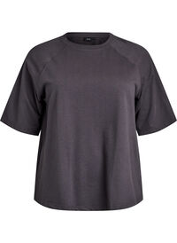 Jerseybluse med 1/2 raglanermer, Grå Jerseybluse med 1/2 raglanermer