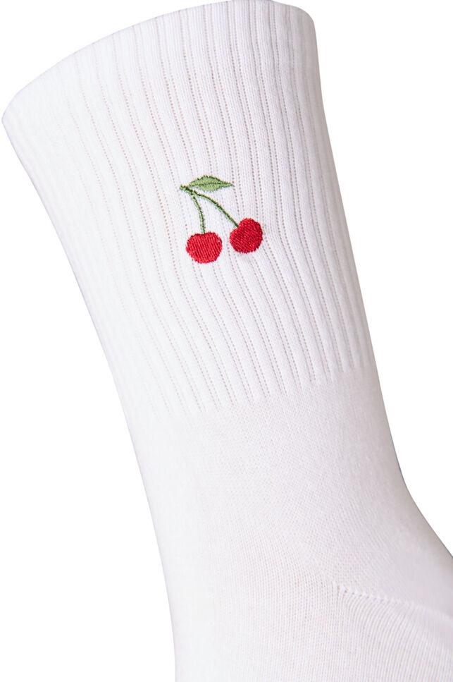 Bomullssokker med m&oslash;nster, Hvit, Packshot image number 2