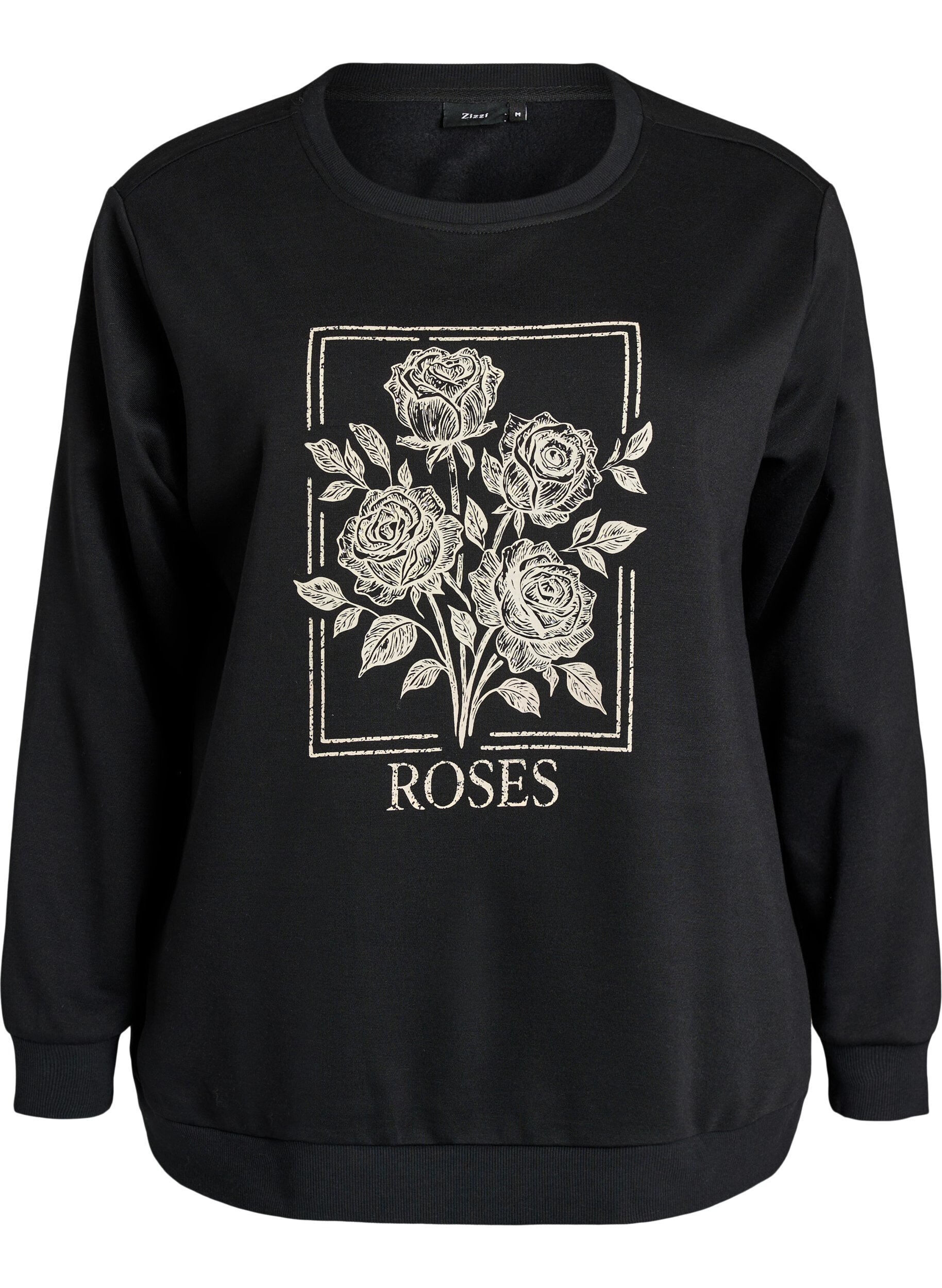 ZizziGenser med rosetrykk og rhinesteiner, Svart, Packshot image number 0