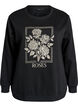 Genser med rosetrykk og rhinesteiner, Svart, Packshot image number 0