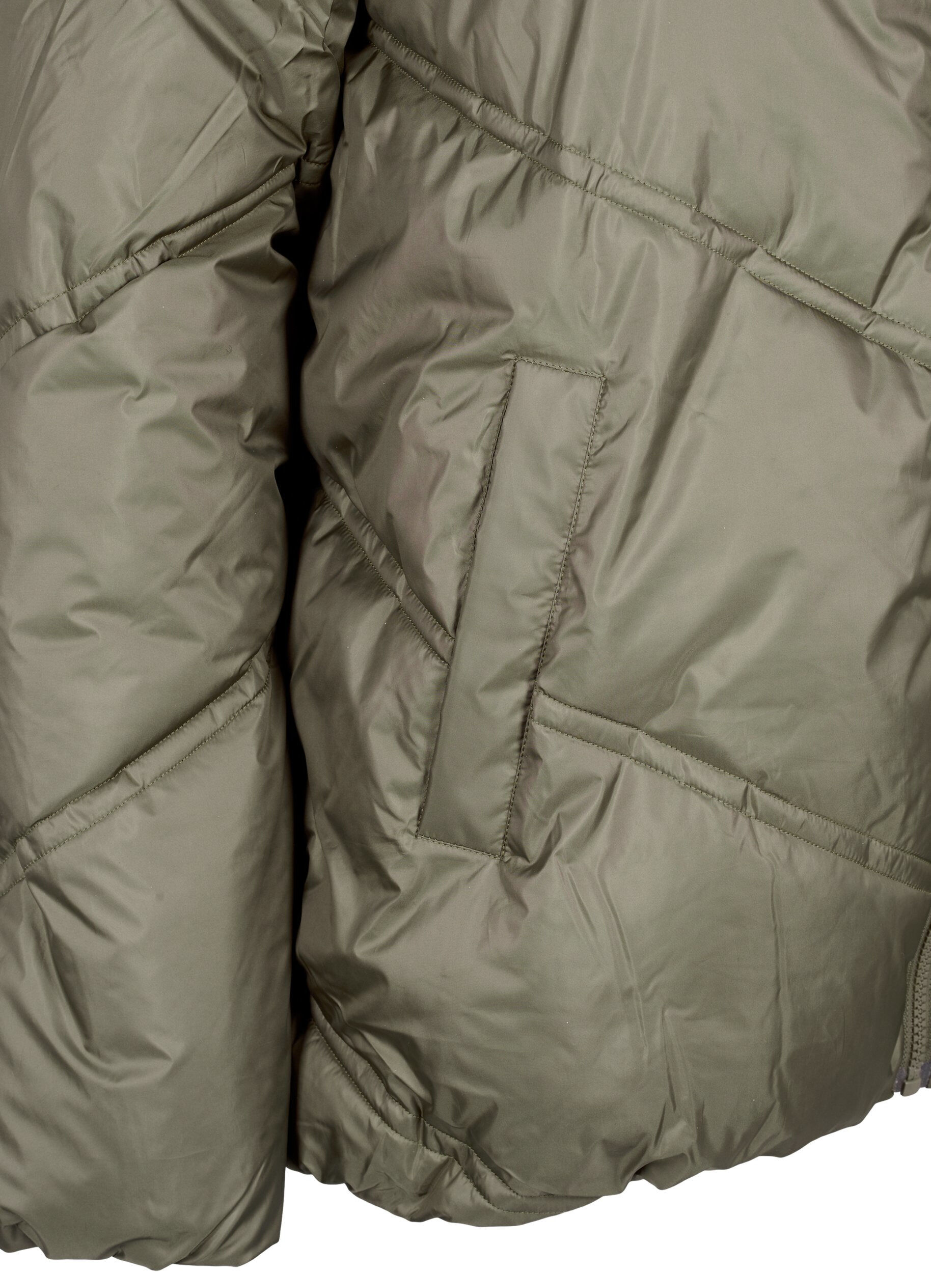 Zizzi Kort Puffer-vinterjakke med lommer, Bungee Cord , Packshot image number 3