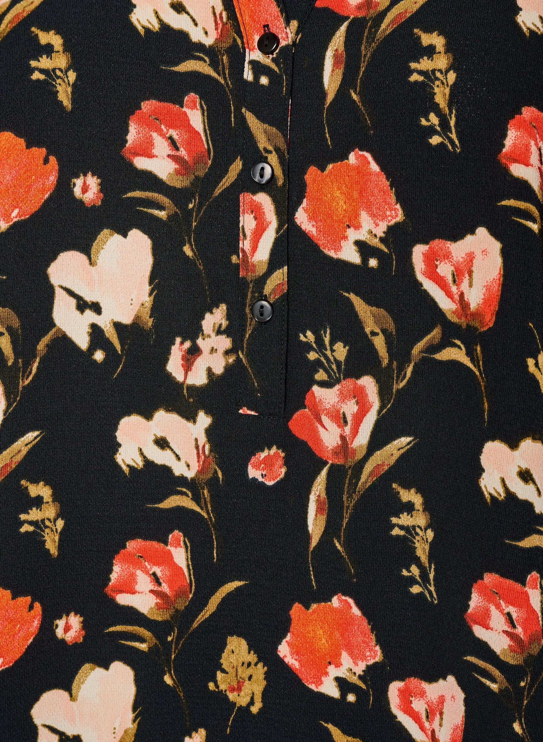 ZizziBluse med korte ermer og v-hals, Svart, Packshot image number 2