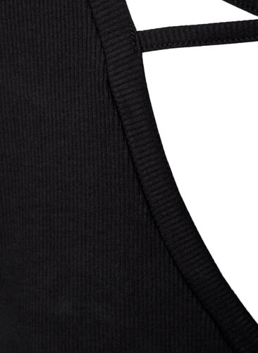 Kortermet treningsbluse med dyp skjæring i ryggen, Black, Packshot image number 2