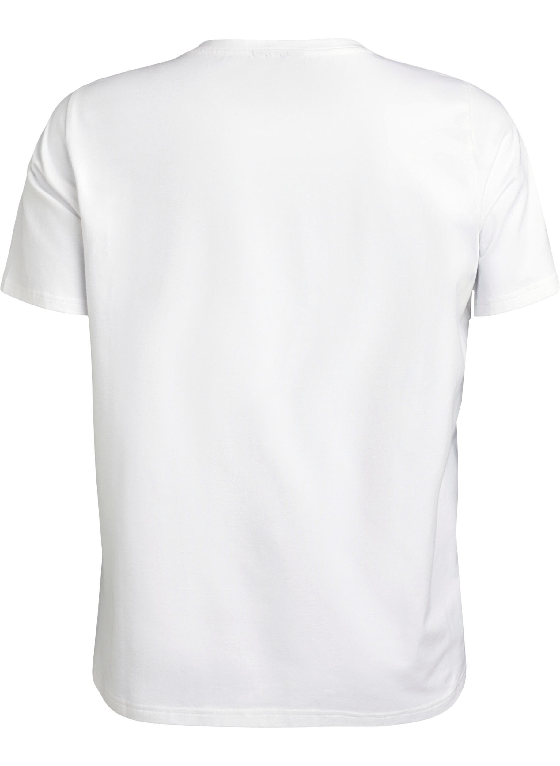 Zizzi T-skjorte i organisk bomull med blomsterm&oslash;nster, B. White w. EMB, Packshot image number 1