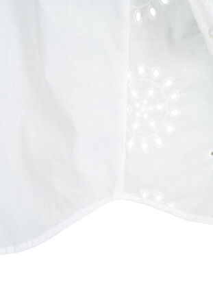 Skjortebluse med engelsk broderi og 3/4-ermer, Bright White, Packshot image number 3